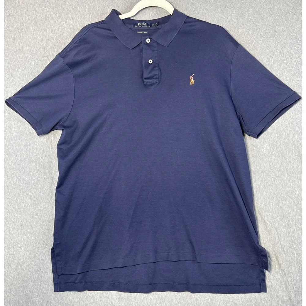 Polo Ralph Lauren Polo Shirt Men Size XL Blue Flesh Pony Pima Soft Touch Cotton